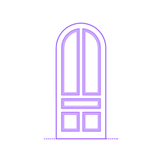 Buildings Exterior Doors Solid Entry Door Arched 5 Panels Sticker Outline Svg File, Free Vectors File